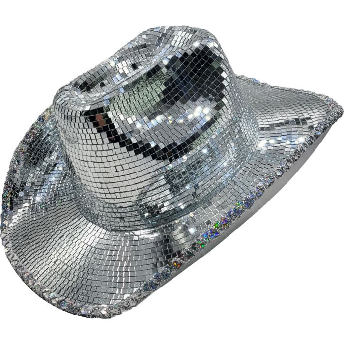 Disco Mirror Cowboy Hat - Silver