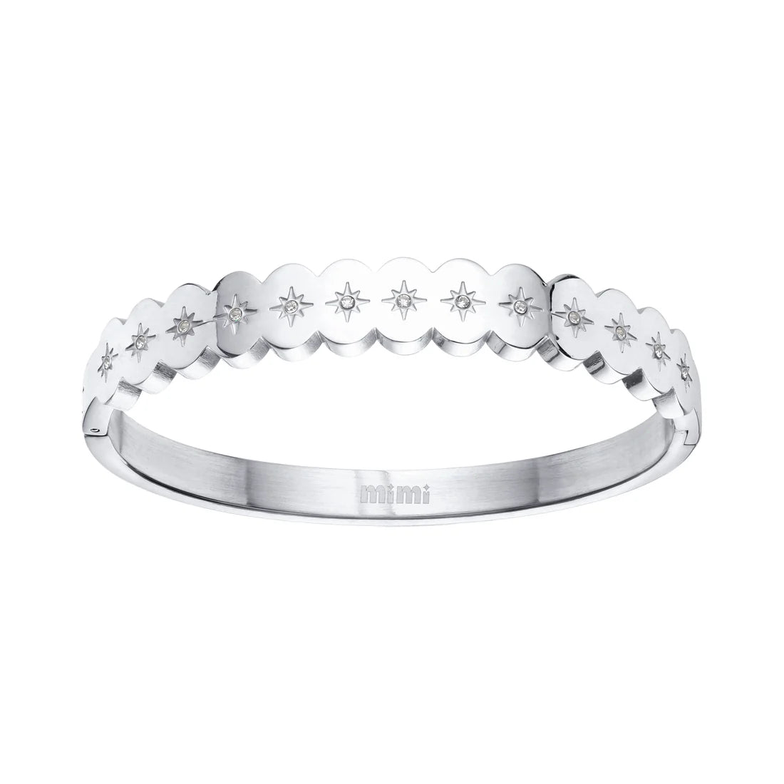 Bijoux De Mimi Tallulah Scallop Star Bangle - Silver & Crystal