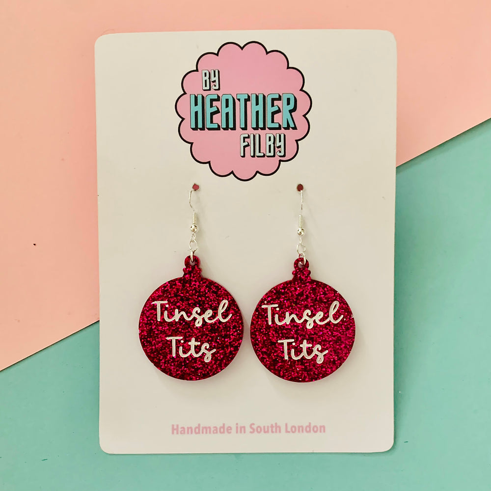 Glitter Tinsel Tits Earrings