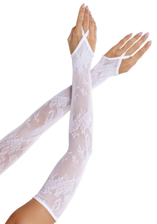 Floral Net Extra Long Gauntlet Arm Warmers