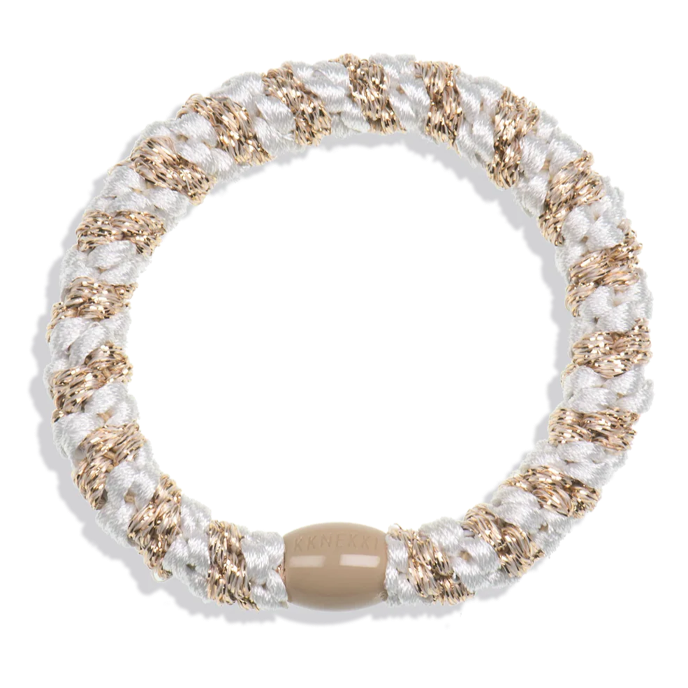 Kknekki White Beige Glitter Stripe