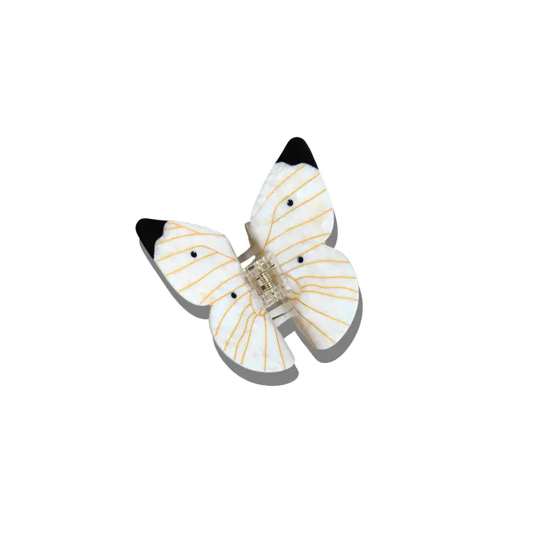 Solar Eclipse White Cabbage Butterfly Claw Clip