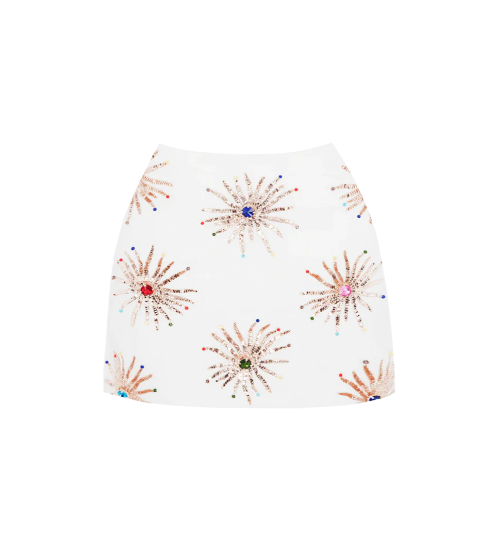 Oceanus Callie Luxe White Mini Skirt