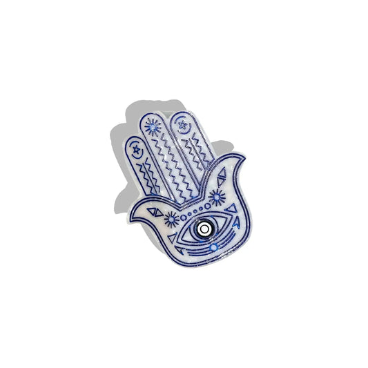 Solar Eclipse White Hamsa Hand Claw Clip