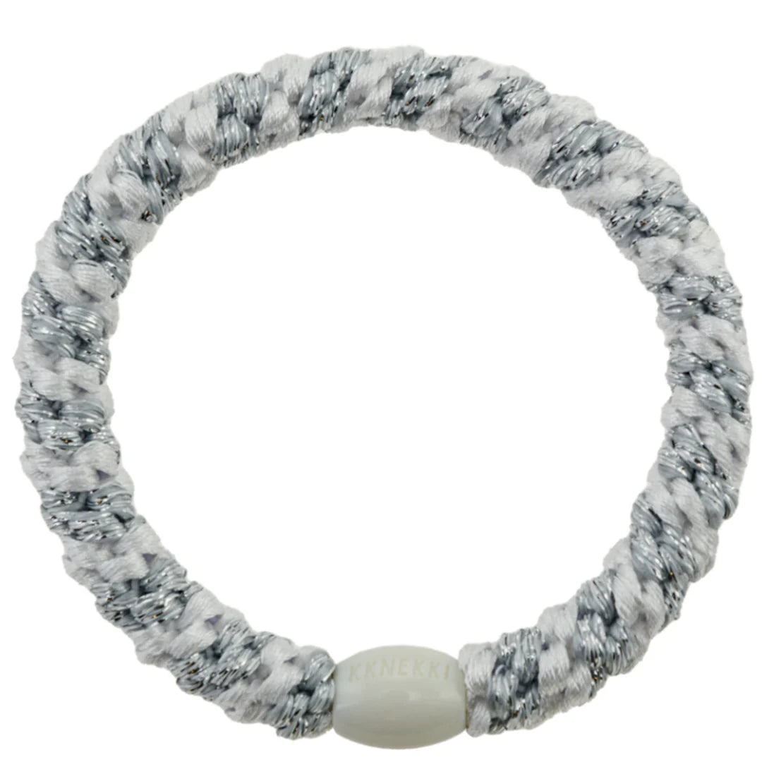 Kknekki White Silver Glitter Stripe