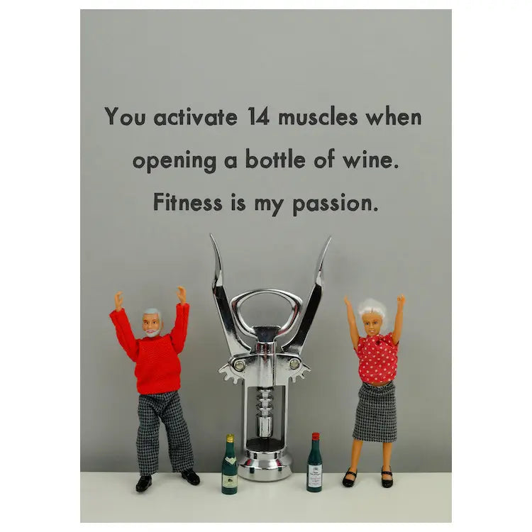 Wine Fitness Greetings Card